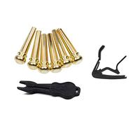 Sxmrmnx 1 cejilla manual de cambio rápido para guitarra, color negro y 6 clavijas de cobre, 6 clavijas de cuerda con piezas de repuesto para guitarra