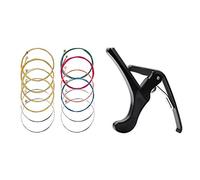 Sxmrmnx 1 pinza de cambio rápido para guitarra eléctrica acústica folk y 2 juegos de cuerdas de acero de repuesto