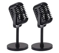 Sxmrmnx 2 accesorios de micrófono vintage, micrófono falso de plástico, micrófonos retro para disfraz y juego de rol, escenario de micrófono antiguo
