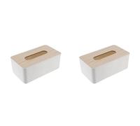 Sxmrmnx 2 cajas de pañuelos con tapa de madera, caja de papel sanitario, caja de servilletas de madera maciza, caja de pañuelos simple y