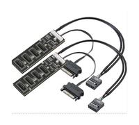 Sxmrmnx 2 divisores de cabecera USB de 9 con cable de alimentación SATA, extensión interna USB 2.0 conector divisor