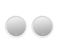 Sxmrmnx 2 espejos de aumento de 10 aumentos con luz, espejo de maquillaje con luces LED compacto para baño, dormitorio, hotel