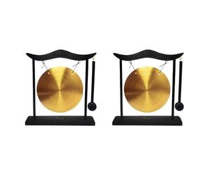 Sxmrmnx 2 mini campanillas de viento para escritorio, instrumentos de percusión, platillos con mazo para decoración del hogar, regalo de inauguración de la casa, 2 unidades