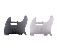 Sxmrmnx 2 protectores de púas de metal para guitarra de 8 agujeros, color negro y plateado