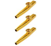 Sxmrmnx 3 armónicas de metal para flauta kazoo con boca, práctica dorada