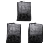 Sxmrmnx 3 estuches para pluma estilográfica de gran capacidad, piel sintética, color negro, 48 ranuras, bolsa para lápices, Black