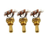 Sxmrmnx 3 interruptores de palanca dorados para guitarra eléctrica de 3 vías con perilla de punta de latón