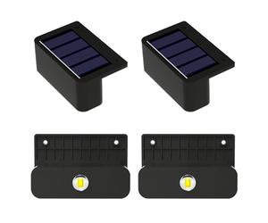 Sxmrmnx 4 lámparas solares LED de pared impermeables para escaleras, iluminación al aire libre, valla, porche, lámpara decorativa, valla de escalón, patio, jardín, luz cálida