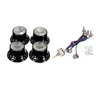 Sxmrmnx 5 piezas de guitarra: 1 kit de arnés de cableado para pastillas de guitarra eléctrica Lp 2T2V 500K, interruptor de 3 vías con conector y 4 pomos de guitarra, 2 volúmenes y 2 tonos, campana