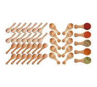 Sxmrmnx 50 cucharas pequeñas de madera, mini cucharas de degustación, condimentos, cucharas de sal, 30 piezas A y 20 piezas B