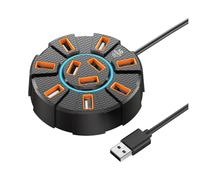 Sxmrmnx Adaptador multidivisor USB 2.0 de 5 Gbps, adaptador de corriente divisor USB de alta velocidad para PC portátil, 10 puertos