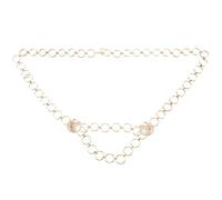Sxmrmnx Cadena para mujer, diseño de concha de disco en relieve, para el vientre, cintura, joyería corporal, regalo dorado, aleación