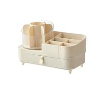 Sxmrmnx Caja de almacenamiento de cosméticos, estante de almacenamiento de joyas, brochas de maquillaje, lápiz de cejas, lápiz labial, tubo de almacenamiento, aparador, estante giratorio