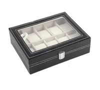 Sxmrmnx Caja de exhibición de relojes de piel sintética, caja de almacenamiento de joyas, caja de almacenamiento de relojes de 10 dígitos, Como se muestra en la imagen., A