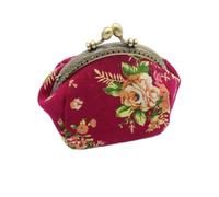 Sxmrmnx Cartera para mujer, diseño de flores vintage, mini monedero, bolso de mano (rojo rosa)