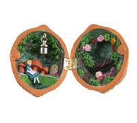 Sxmrmnx Casa de muñecas de concha de nogal, biblioteca, casa de muñecas de concha de nogal hecha a mano, escena 3D secreta de nuez de resina, miniatura de resina, E