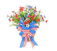 Sxmrmnx Cesta de flores del Día Patriótico para puerta delantera, Día de la Independencia, 4 de julio, para interiores y exteriores, rojo, , azul, fácil de instalar