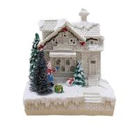 Sxmrmnx Escena de Navidad, pueblo, invierno, pueblo nevado, luz LED, decoración de escritorio, regalo