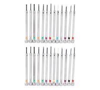 Sxmrmnx Juego de 26 destornilladores para relojeros de 0,6 mm-2,0 mm, hoja plana, juego de destornilladores planos ranurados, plata