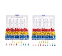 Sxmrmnx Kit de virolas de doble alambre, 1000 terminales de virola de alambre, terminales de pasador de crimpado de virola aislados, terminal de extremo de pin de cable