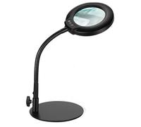 Sxmrmnx Lupa flexible iluminada de cuello de cisne con soporte, lámpara LED de escritorio manos libres con cuello de cisne flexible, 5 modos de color, regulable, USB, protección ocular, lámpara de