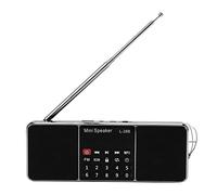Sxmrmnx Mini altavoz estéreo portátil recargable L-288 FM Radio pantalla LCD compatible con tarjeta TF, disco USB, reproductor de música MP3 (negro)