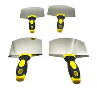 Sxmrmnx Pala curvada de acero inoxidable para cenizas en forma de abanico, pala para raspar cenizas, tabla de soporte para cenizas, masilla, cuchillo de pared