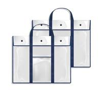 Sxmrmnx Paquete de 2 bolsas grandes de almacenamiento para pósteres de 31.5 x 25.5 pulgadas, soporte para tablón de anuncios, contenedor de arte para profesores y aulas, Transparente y azul