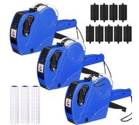 Sxmrmnx Paquete de 3 etiquetas de precio de 8 dígitos, precio, precio de etiqueta, kit con 30 rollos de etiquetas y 9 rodillos de tinta, color rojo