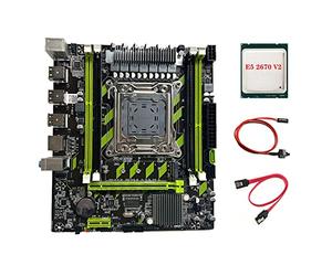Sxmrmnx Placa base X79G LGA2011 + CPU E5 2670 V2 + cable de conmutación + cable compatible con 4 ranuras DDR3 M.2 NVME PCI-E X16 6XUSB2.0 SATA3.0