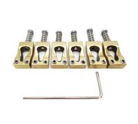 Sxmrmnx Puente de calabaza para guitarra eléctrica, puente de latón, puente vibrato de latón, 6 cuerdas, sillín de guitarra de cobre