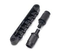 Sxmrmnx Puente de guitarra eléctrica en placa de tracción, puente de cuerda frontal en placa de tracción, puente frontal de guitarra eléctrica, puente LP negro