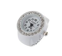 Sxmrmnx Reloj de anillo de dedo elegante con diamantes de imitación blancos para mujer