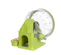 Sxmrmnx Rueda de ejercicio silenciosa 4 en 1, casa de hámster multifuncional con rueda para correr, botella de agua, cuenco de comida verde