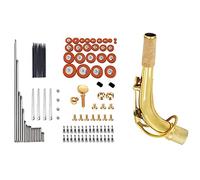 Sxmrmnx Saxofón alto, cuello curvado, material de latón, accesorio para saxofón con 119 piezas de repuesto para saxofón alto