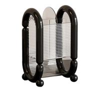 Sxmrmnx Soporte acrílico para brochas de maquillaje, caja de almacenamiento transparente para lápiz labial y cosméticos, organizador de mesa para herramientas de maquillaje, color negro