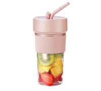 Sxmrmnx Vaso portátil para licuadora y tapa de viaje, con carga USB, hace que los batidos y batidos sean cremosos, exprimidor de frutas para cocina fácil de instalar, fácil de usar, color rosa