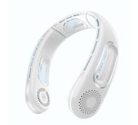 Sxmrmnx Ventilador de cuello, manos libres, sin aspas, portátil, recargable, ventilador de cuello de enfriamiento de 360°, para viajes, al aire libre, color blanco