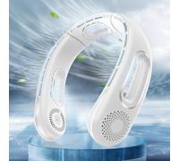 Sxmrmnx Ventilador de cuello, manos libres, sin aspas, portátil, recargable, ventilador de cuello de enfriamiento de 360°, para viajes, al aire libre, color blanco