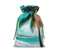 SXOOGE Bolsa de regalo de palmeras de playa con asas y etiqueta, perfecta para Navidad, vacaciones, cumpleaños, boda o regalo diario