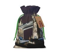 SXOOGE Tower Bridge in London - Bolsa de regalo con asas y etiqueta, perfecta para Navidad, vacaciones, cumpleaños, boda o regalo diario