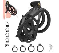 SXOVO Chastity Cage con Púas de Silicona, Jaula Castidad con 4 Anillos Pene, Sex Toýs Male para Esclavos Fetiches Bondage Castidad Extrema BDSM Juguetes Sexuales Hombre (L)