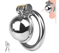 SXOVO Chastity Cage Pequeña de Acero Inoxidable Jaula de Castidad para Pene Sex Toýs Male para Esclavos Fetiches Bondage Castidad Extrema BDSM Juguetes Sexuales Hombre (L)