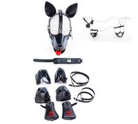 SXOVO Kit BDSM Bondage para Gatear con Rodilleras + Coderas + Mascara + Collar + Ataduras de Manos y Pies, Juguetes Eróticos para Pareja Sexuales Cosplay Perro Esclavo