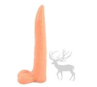 SXOVO Pene Animal 25.5 CM Ultra Largo Consolador Realista de Ciervo Alce Pene Plug Anal Juguete Artificial (Beige)