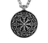 SXQCKJ Collares Vikingos Vintage con Nudo Celta Aegishjalmur para Hombre, Amuleto Colgante De Acero Inoxidable De Mitología Nórdica(Silver)