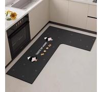 SXQCKJ Dibujo Animado Alfombra Cocina Forma L Tierra Diatomácea Absorbe Agua & Aceite Antimanchas Antideslizante Resistente Desgaste Limpiable Paño Fácil Cuidar(Chef,L,39.37" x 59.06" x 17.72")