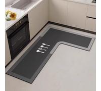 SXQCKJ Dibujo Animado Alfombra Cocina Forma L Tierra Diatomácea Absorbe Agua & Aceite Antimanchas Antideslizante Resistente Desgaste Limpiable Paño Fácil Cuidar(MSpoon,L,39.37" x 59.06" x 17.72")