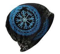 SXQCKJ Sombrero Vikingo Vegvisir Bonnet, 3D Imprimir Mito Nórdico Diseño de la Brújula Invierno Caliente Gorras Finas, Al Aire Libre Casual Beanies Sombreros(Color:Vegvisir Jormungandr)