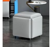 SXRLOZ 5 en 1Taburete Convertible Cuadrado, Cubo otomano Nido con Ruedas giratorias, apilable Sofá Silla Taburete, escabel móvil Vestidor Silla para Sala de Estar Dormitorio(Gray)